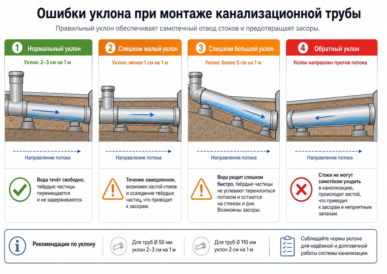Уклон трубы